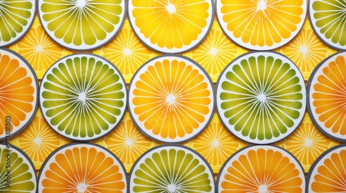 Artistic arrangement of sliced citrus fruits creating a radial pattern
