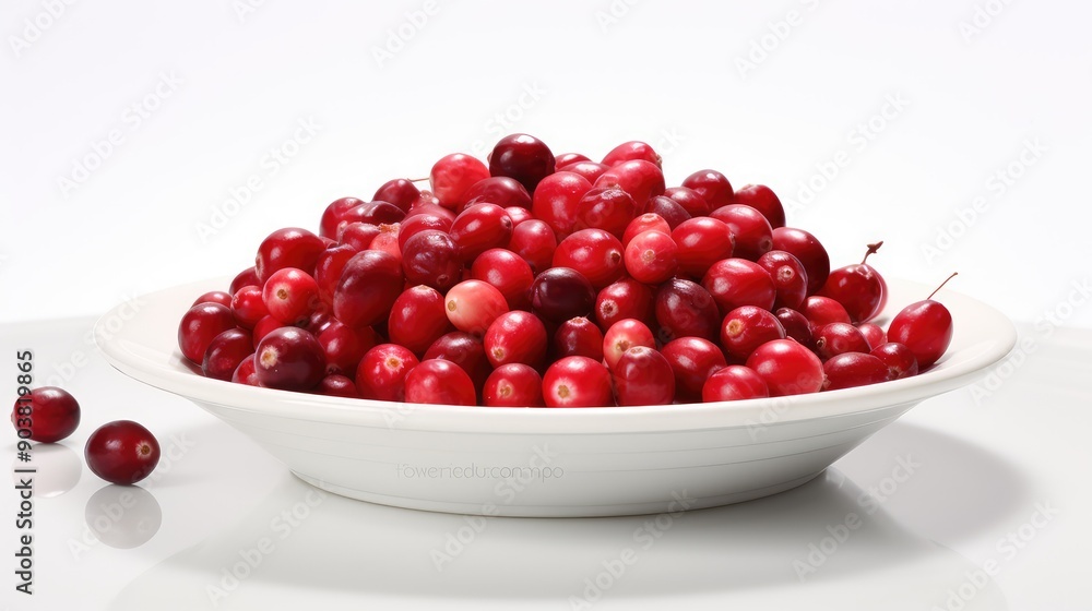 red cranberries on white red cranberries on white