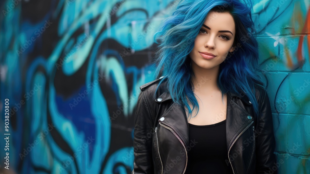 young woman blue hair young woman blue hair