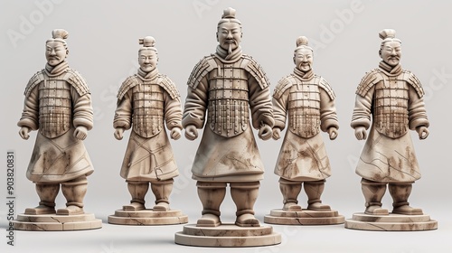 Terracotta Warrior Statues Displayed in an Artistic Arrangement