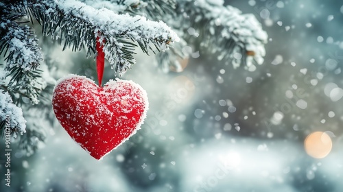 Snowy Heart on a Branch