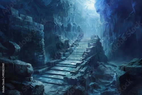 Ancient Ice Cavern Stairway to the Unknown
