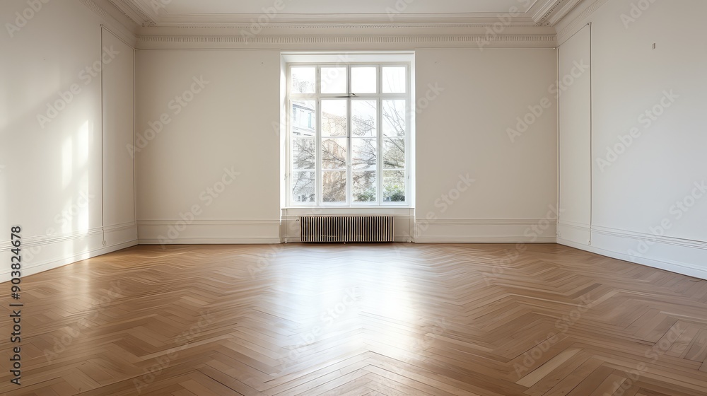 Fototapeta premium minimal empty room with wood floor