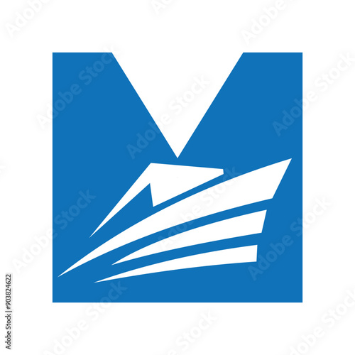Initial Speed boad Logo combine with letter M vector template