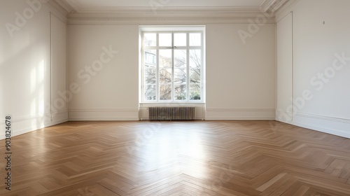 minimal empty room with wood floor © PikePicture