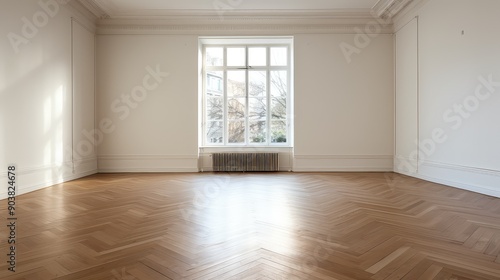 minimal empty room with wood floor