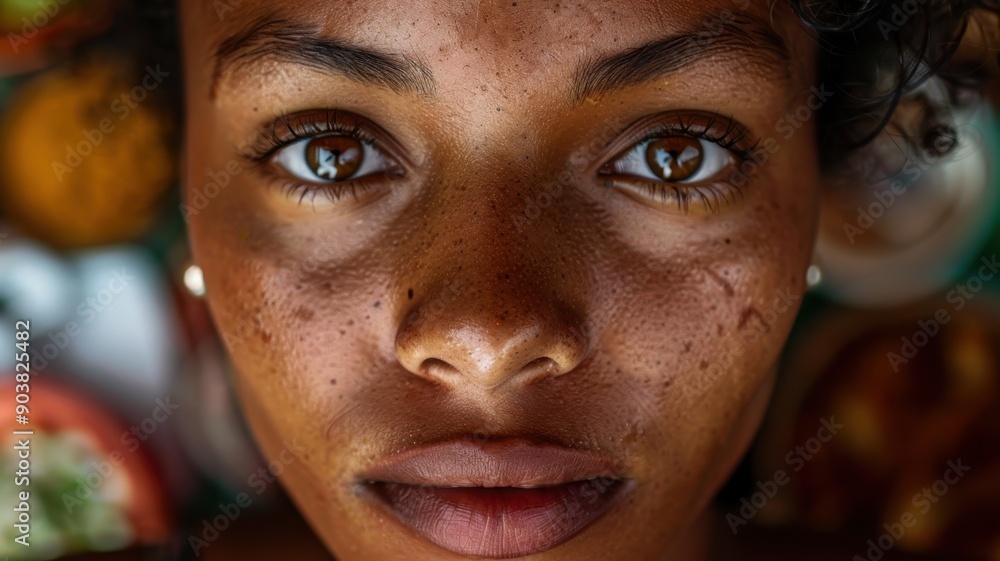 A close-up portrait of a young Afro-Brazilian female A close-up portrait of a young Afro-Brazilian female