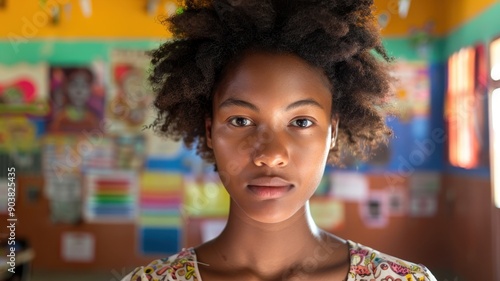 A close-up portrait of a yo...