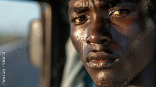 A close-up portrait of a yo...