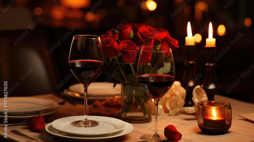flowers romantic dinner wine