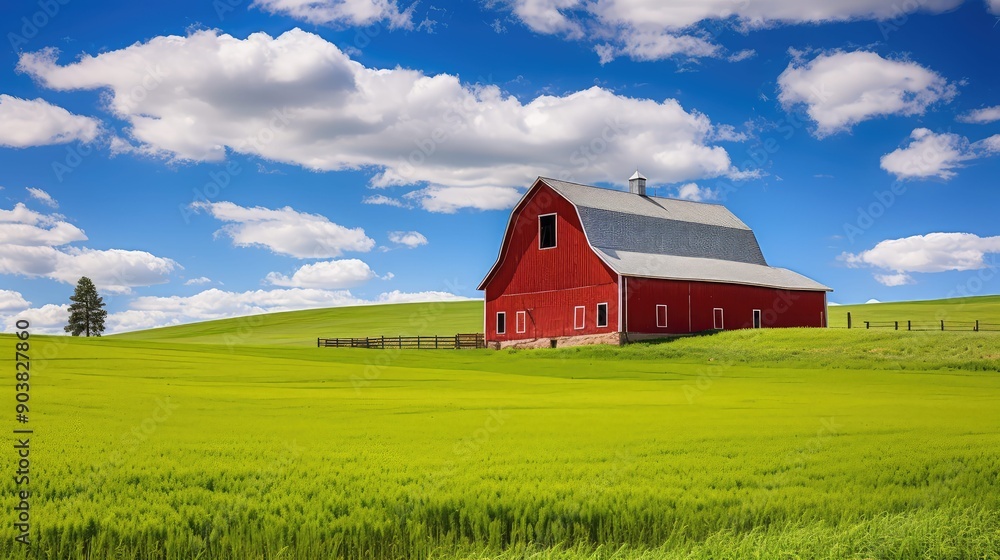 green farm red barn green farm red barn