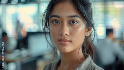 A close-up portrait of a yo...
