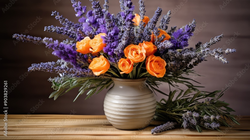 Fototapeta premium bouquet lavender orange