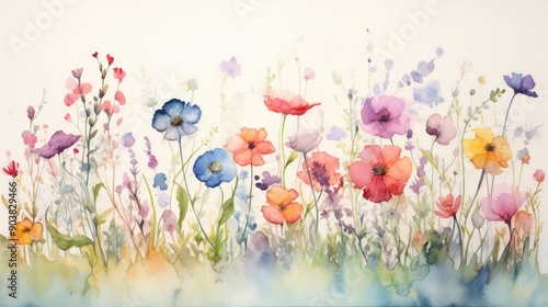 Fototapeta Naklejka Na Ścianę i Meble -  wildflowers water color floral