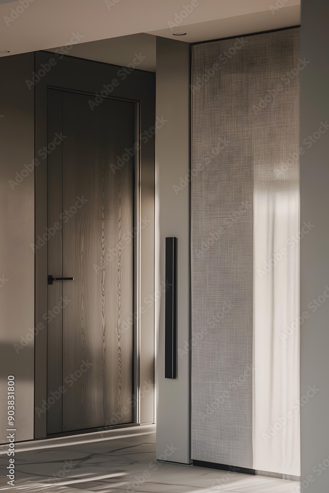 Minimalist Interior Design With Wooden Door And Grey Walls Minimalist Interior Design With Wooden Door And Grey Walls