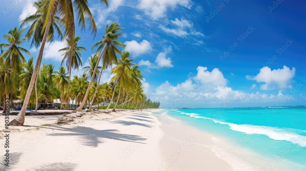 Obraz premium umbrellas beach road background