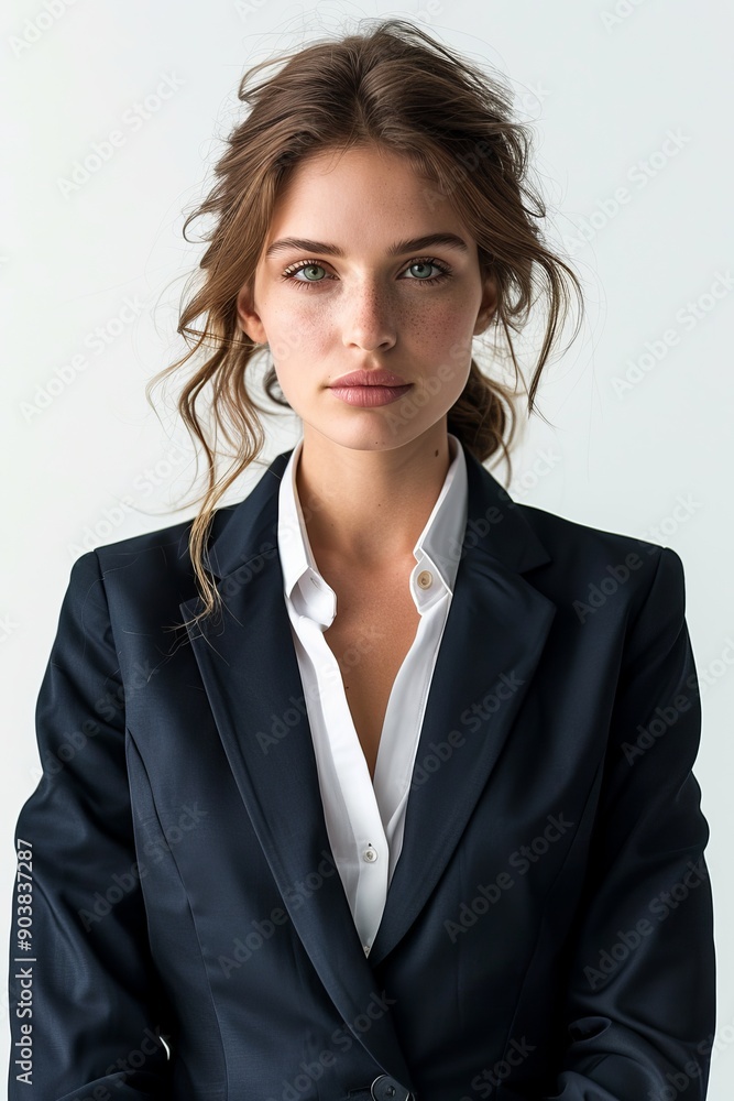 A businesswoman wearing formal suit isolated created with Generative AI A businesswoman wearing formal suit isolated created with Generative AI