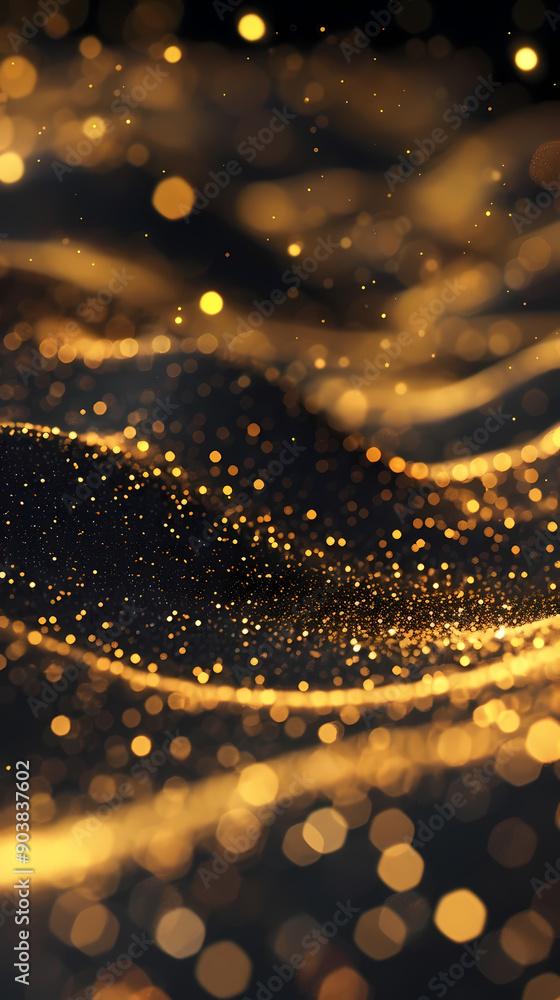 Abstract art gold color particle curve background Abstract art gold color particle curve background