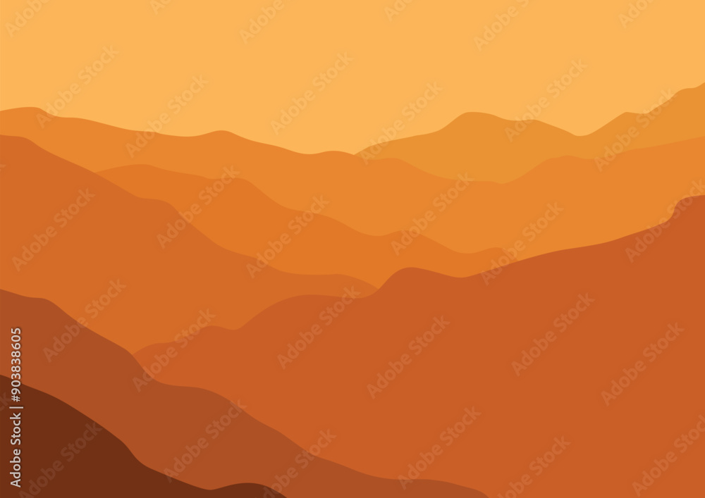 A panoramic vector illustration of mountain layers. A panoramic vector illustration of mountain layers.
