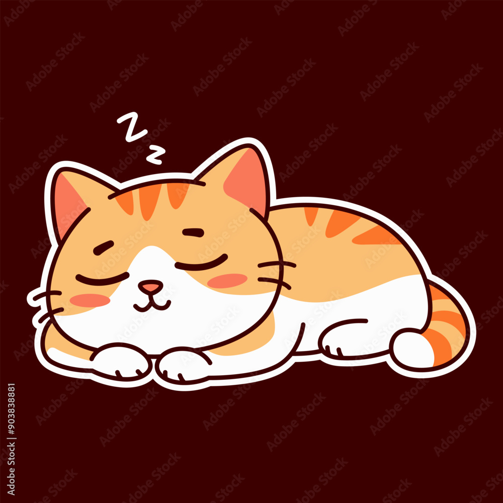 cute and lazy orange cat illustration for t-shirt print or sticker cute and lazy orange cat illustration for t-shirt print or sticker