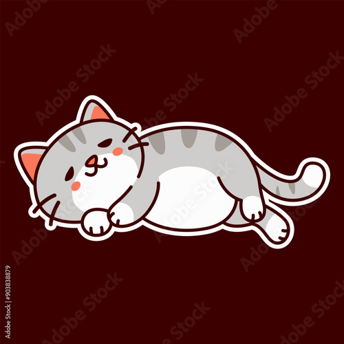 cute and lazy orange cat illustration for t-shirt print or sticker