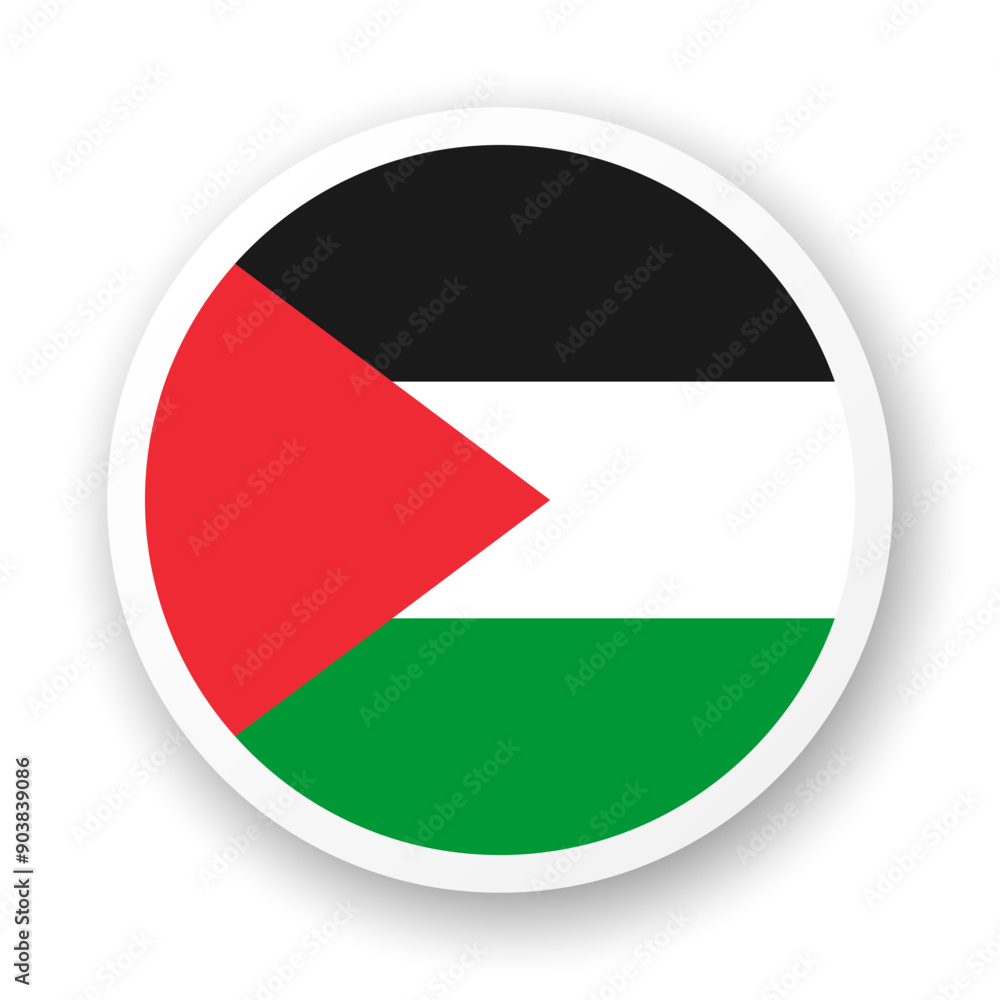 Flag of Palestine flat icon Round vector element with shadow Best for mobile apps, UI and web design Flag of Palestine flat icon Round vector element with shadow Best for mobile apps, UI and web design