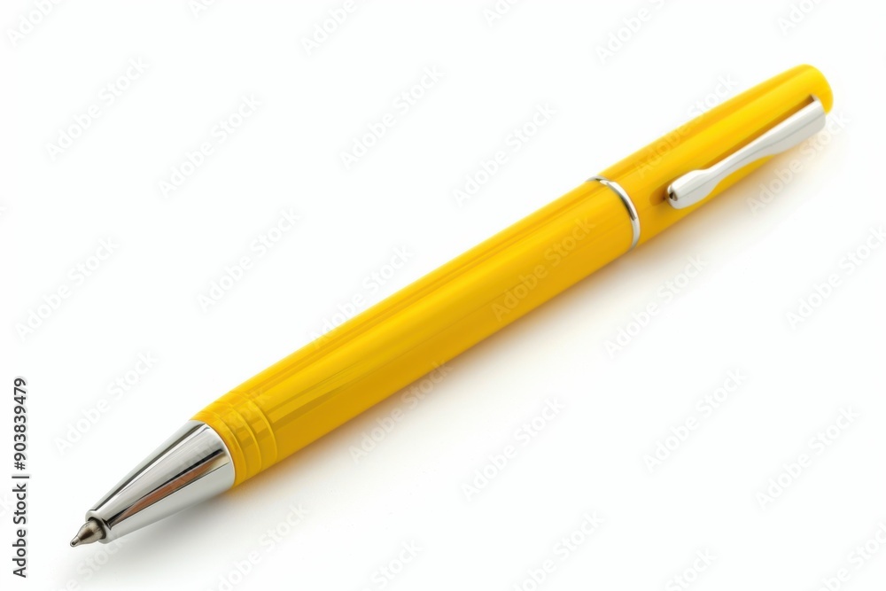 Yellow Pen Isolated on White Background. Classic Instrument for Education and Business Yellow Pen Isolated on White Background. Classic Instrument for Education and Business