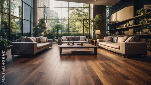 spacious hard wood floor in luxury home photo