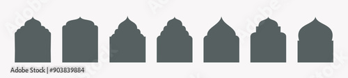 Set of Islamic shape window frame in flat style, vector illustration