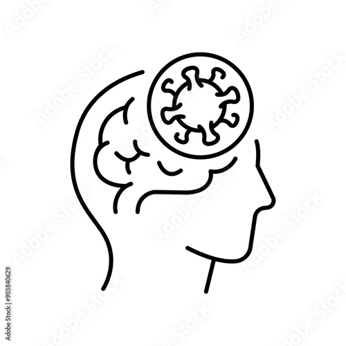 Encephalitis line black icon. Sign for web page, mobile app,