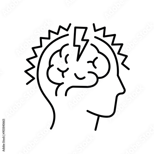 Epilepsy line black icon. Sign for web page, mobile app,