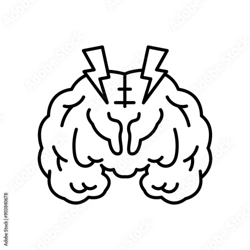 Huntington's chorea line black icon. Sign for web page, mobile app,