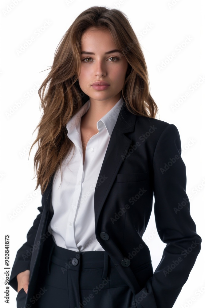 A businesswoman wearing formal suit isolated created with Generative AI A businesswoman wearing formal suit isolated created with Generative AI