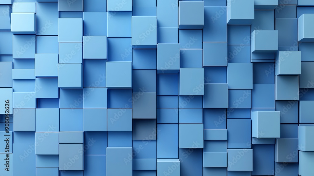 Glossy Cubes with Blue Background. 3D Rendering. Glossy Cubes with Blue Background. 3D Rendering.