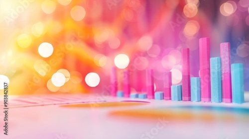 Watercolor Financial Analysis - Business Charts and Graphs on Desk with Data Analysis, Abstract Art Background