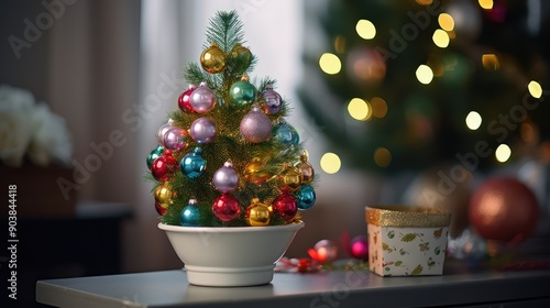 twklg christmas tree in pot photo