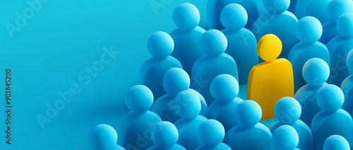 Finding the right person in HR, business strategy, and organizational psychology is represented by the yellow figure among the blue crowd