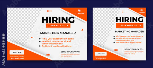 Creative social media post feed design. We are hiring banner, poster, announcement job for company