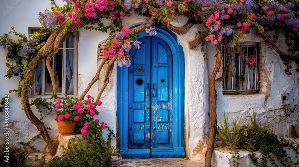 Fototapeta premium arched blue door