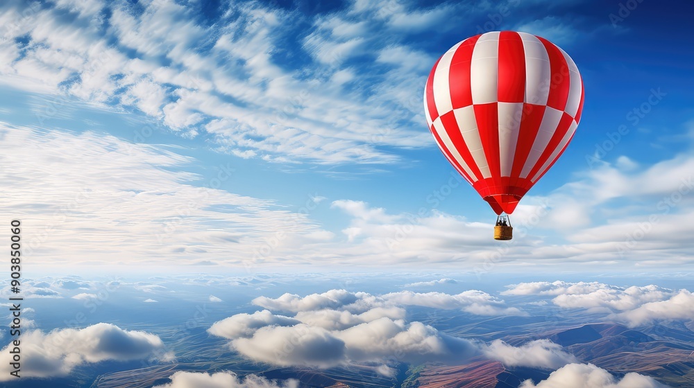 Naklejka premium clouds red and white balloons