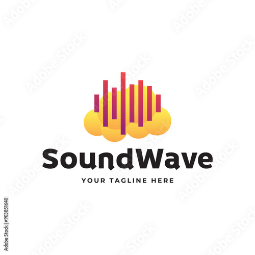 Colorful music bars visualization vector graphic design template.