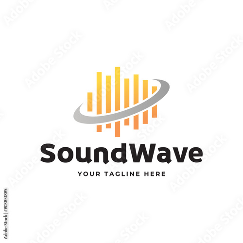 Colorful music bars visualization vector graphic design template.