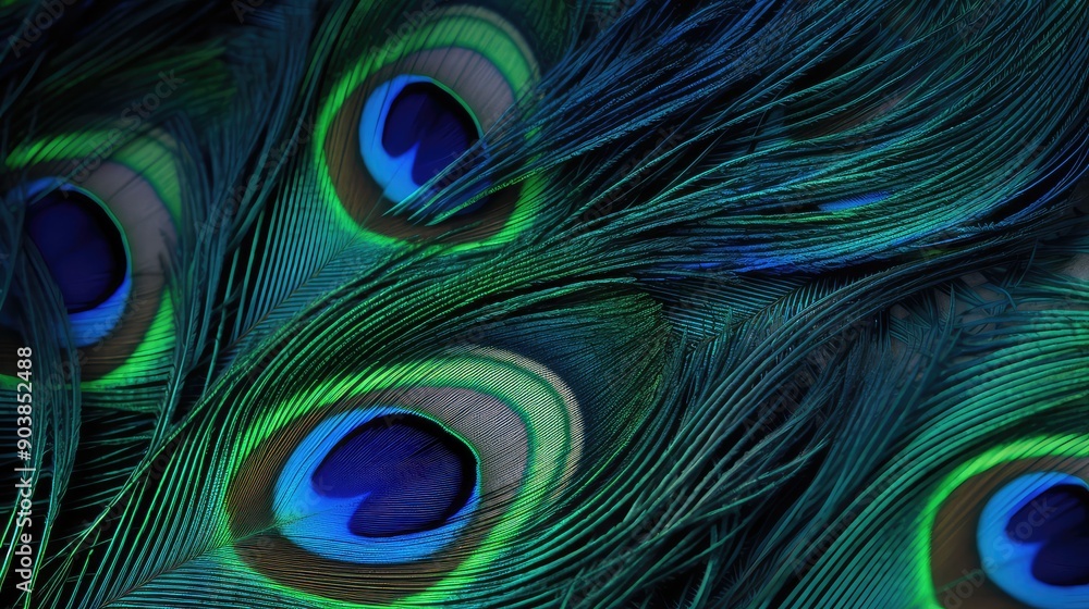 Obraz premium feather dark blue green