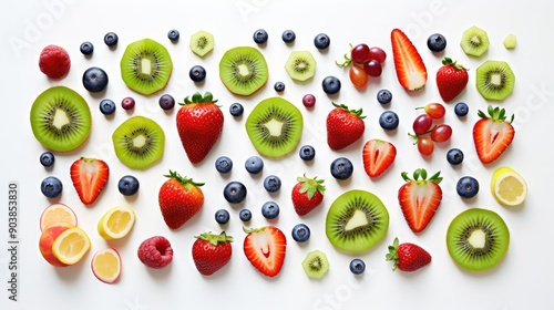 Wallpaper Mural apples fruits and vegetables on white background Torontodigital.ca