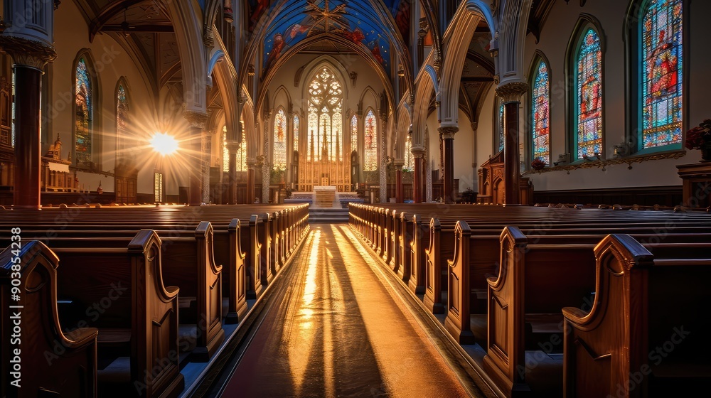 Fototapeta premium windows catholic light