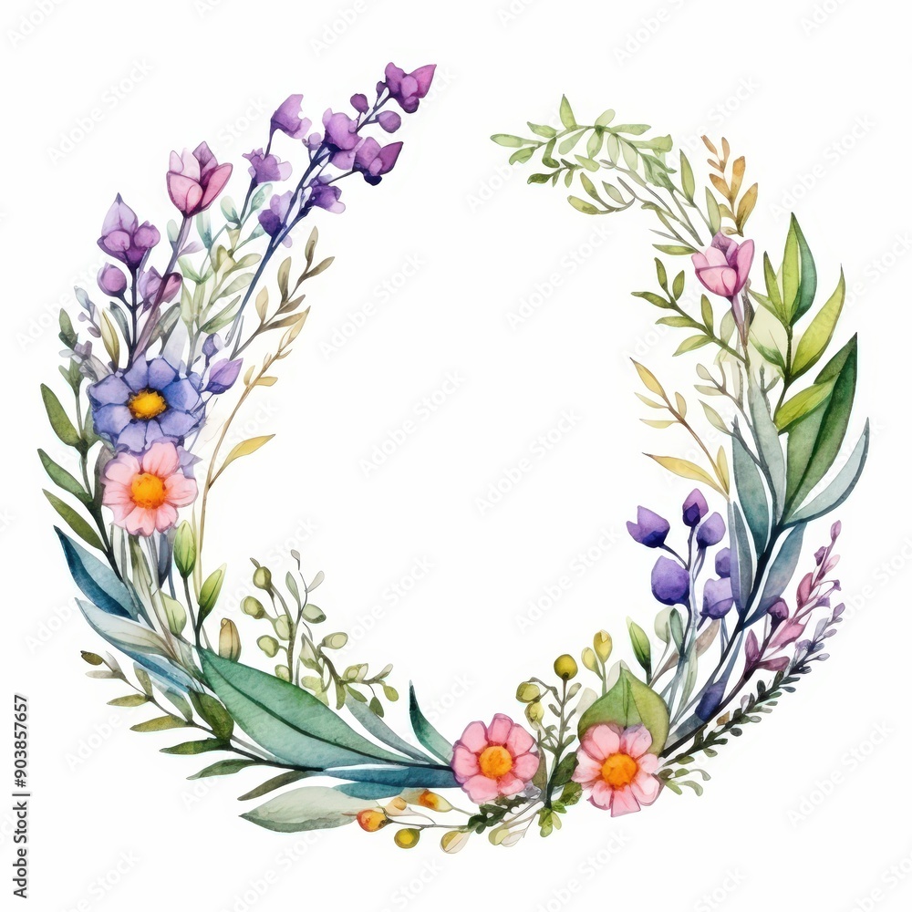Obraz premium Watercolor Floral Wreath