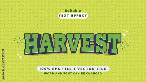 editable 3d harvest text effect.typhography logo