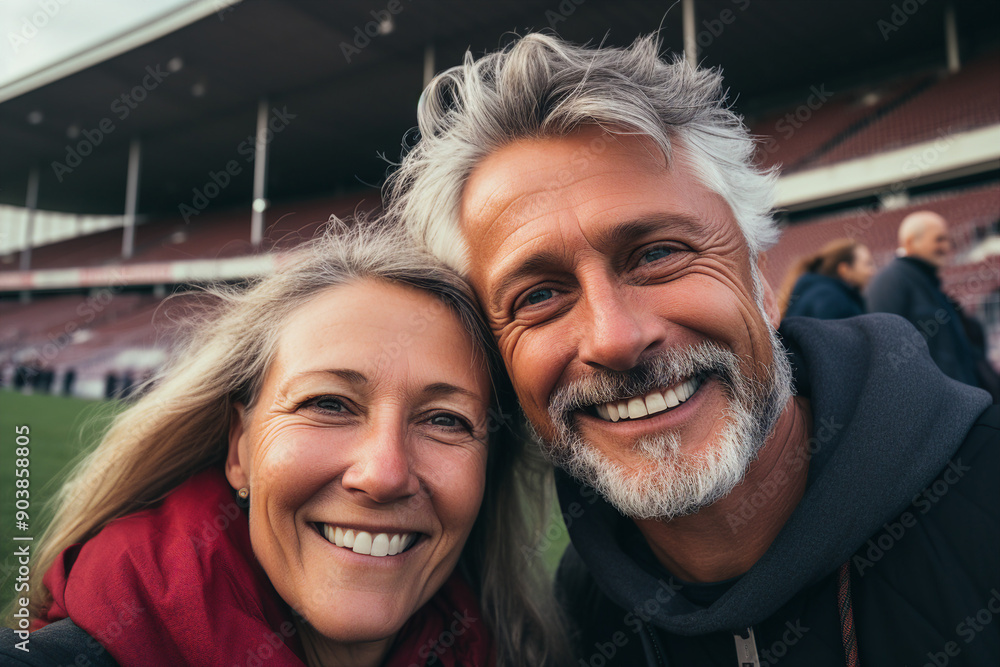 Middle aged loving couple together on vacation AI generated Middle aged loving couple together on vacation AI generated