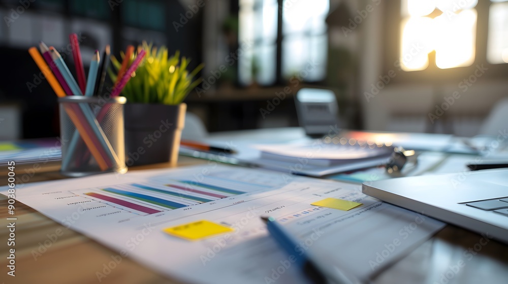 Creative workspace featuring an SEO graph, emphasizing content creation in digital marketing Creative workspace featuring an SEO graph, emphasizing content creation in digital marketing
