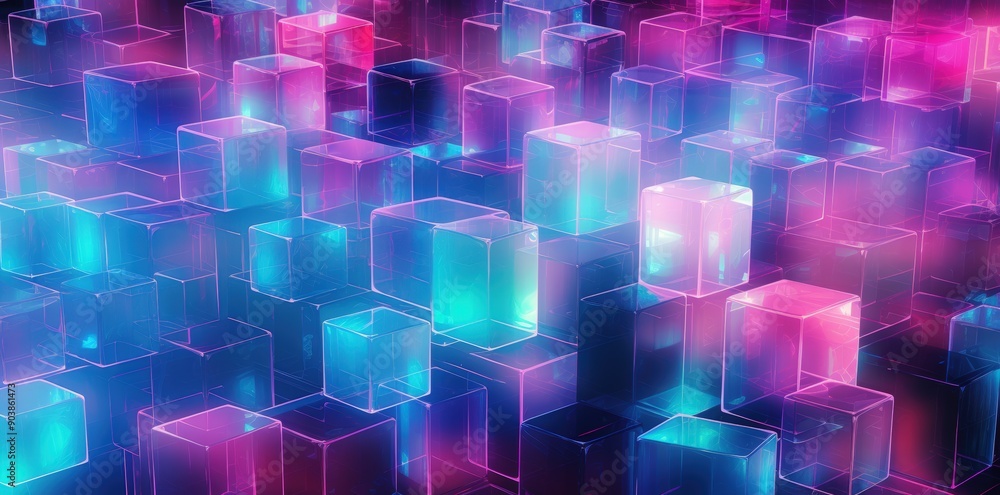 Abstract Neon Cubes Abstract Neon Cubes
